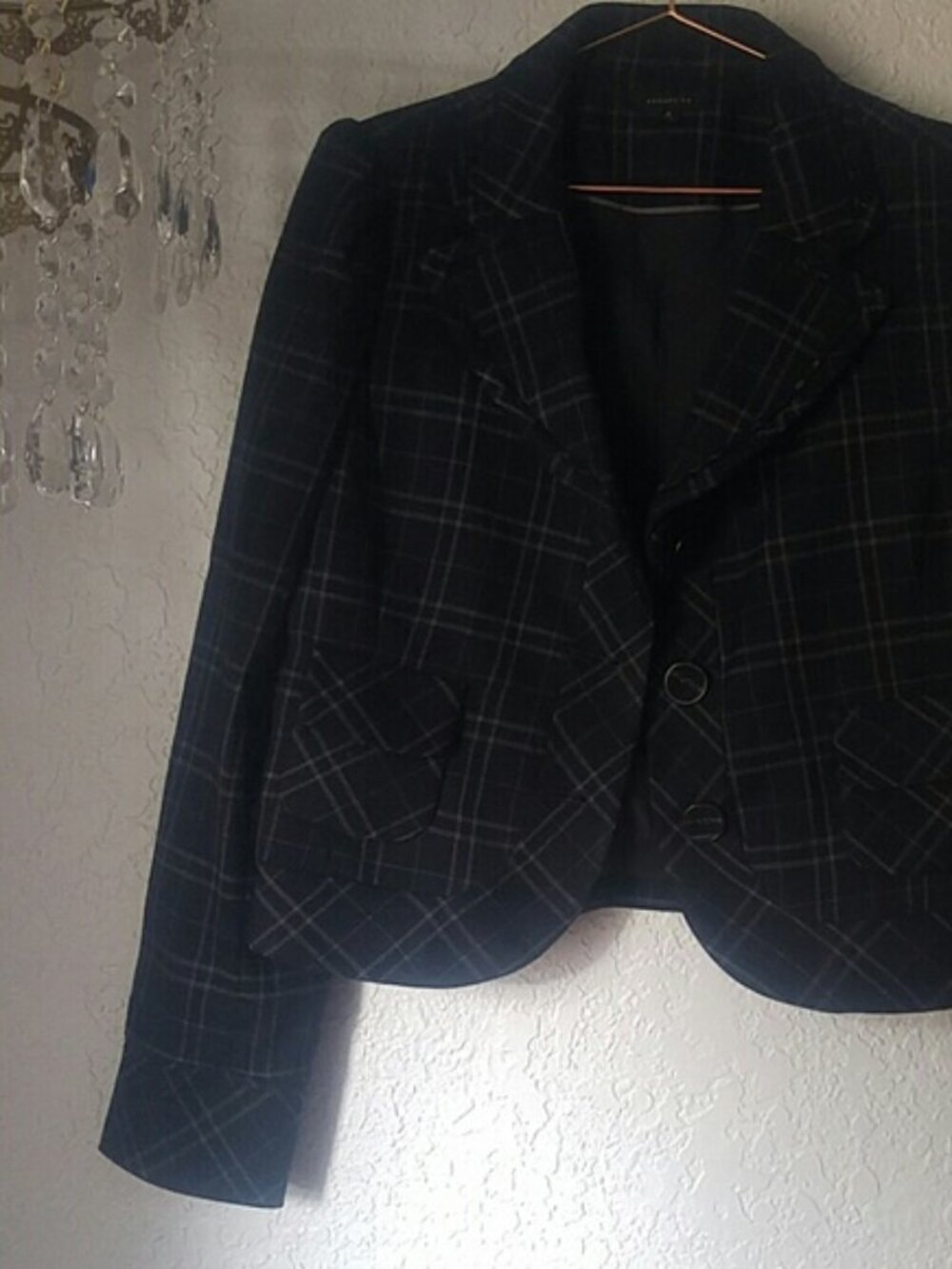 Semantiks SZ M Wool Blend Plaid Blazer Lined in Polyester & Spandex